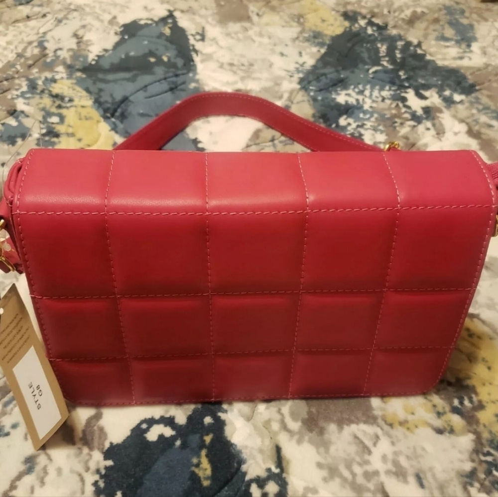 Unica Firenze Made in Italy Quilted Genuine Leather Crossbody Clutch/Bag